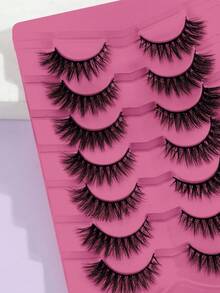 MAANGE 7对CC卷翘猫眼自然交叉全效假睫毛，浓密卷翘，适合派对、卡通风格、混合风格，旅行必备，适合日常妆容、美妆博主妆容，假睫毛，睫毛，假睫毛，独立包装，方便旅行、度假和约会。 - 黑色 - 查看 8