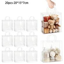20个装大号透明礼品袋，带提手，加厚可重复使用透明PVC材质，适用于派对、婚礼回礼、购物、情人节礼物、婚礼派对礼物、鲜花袋、母亲节礼物、礼品、新娘送礼会、毕业礼物等场合（7.87英寸 x 7.87英寸 x 3.15英寸）。 - 彩色 - 查看 12