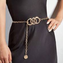 1pc Fashionable Sexy Body Chain Dress Belt, Zinc Alloy Waist Chain For Women, Solid Color Street Style, All Season - A - View 2