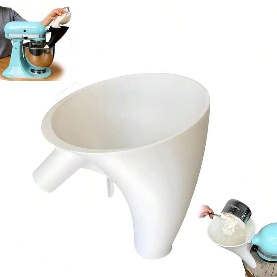 Flour Funnel For Kitchen Aid Mixer,New Flour Funnel-Stand Mixer For Kitchen Aid Artisan Ksm150 5-Quart Tilt-Head Stand Mixer,For Egg Liquid And Both Flour,Enables Guided Pouring (White) - Multicolor - View 1