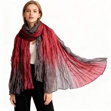 This Is A Scarf With Natural Color Transitions And Artistic Flair. The Fabric Is Light And Soft With A Natural Wrinkled Texture That Not Only Adds To The Scarf's Three-Dimensionality But Also Enhances Its Casual And Elegant Charm. Can Be Used As The Finishing Touch For Outfits, Enhancing The Style's Sophistication And Adding A Gentle And High-End Atmosphere To The Overall Look, Suitable For Various Occasions - trái cam - Xem 7