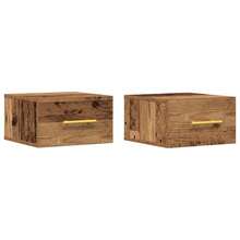 vidaXL Cómoda de cabecera 2 unidades madera antigua 35 x 35 x 20 cm - Marrón - Ver 2