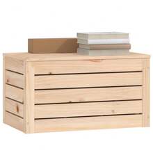 vidaXL Caja de almacenamiento madera maciza de pin 59,5x36,5x33 cm - Marrón - Ver 4