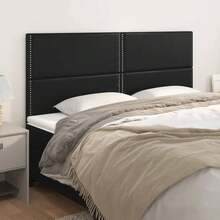vidaXL Tête de lit preto 180x5x118/128 cm Similicuir - Preto - Ver 1