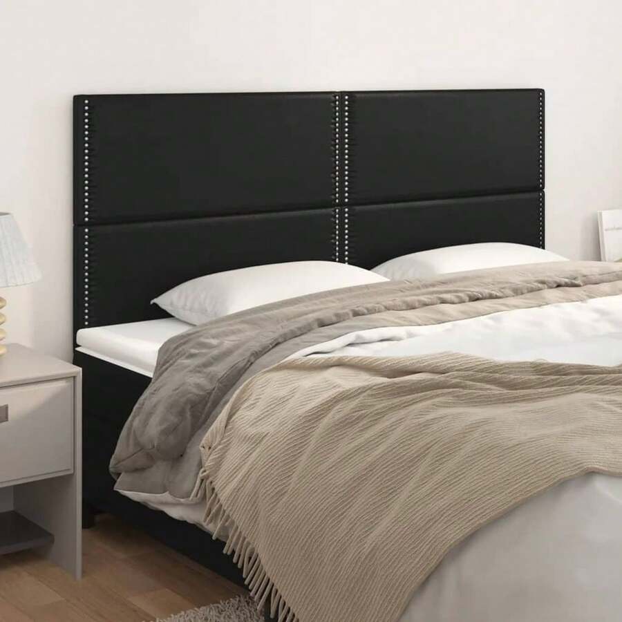 vidaXL Tête de lit preto 180x5x118/128 cm Similicuir - Preto - Ver 1