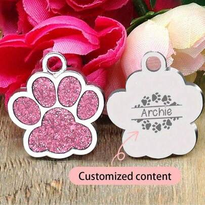 1 st anpassade hundbrickor med personlig glänsande silverdesign och graverade namn, lämpliga för små, medelstora och stora hundar. Vackra husdjursgåvor, lämpliga för hundhalsband och katthalsband, för att förhindra förlust av husdjur. En present till husdjur,