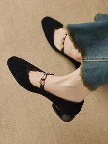 2026 Spring Square Toe Soft Bottom Mary Jane Shoes For Women, French Retro Elegant Versatile Shoes - Black - View 4