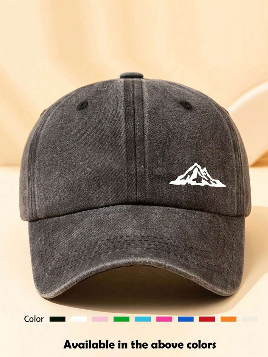 1pc Retro Washed Printed Soft Top Baseball Cap, Unisex Vintage Baseball Hat For Outdoor, Suitable For Daily Wear And Outfit Matching - K - View 1