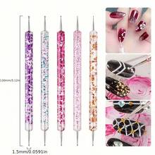 5pcs 2 Way Dotting Pen Tool Nail Art Tip Dot Paint Manicure Kit, For Embossing Pattern Clay Sculpting Nail Art - 5 cái - Xem 1