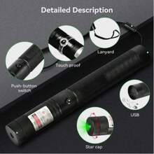 Puntero láser verde de largo alcance y alta potencia, [material actualizado] bolígrafo láser, [2000m] puntero láser verde recargable, adecuado para senderismo, juguete para gatos, recargable por USB - Verde - Ver 3