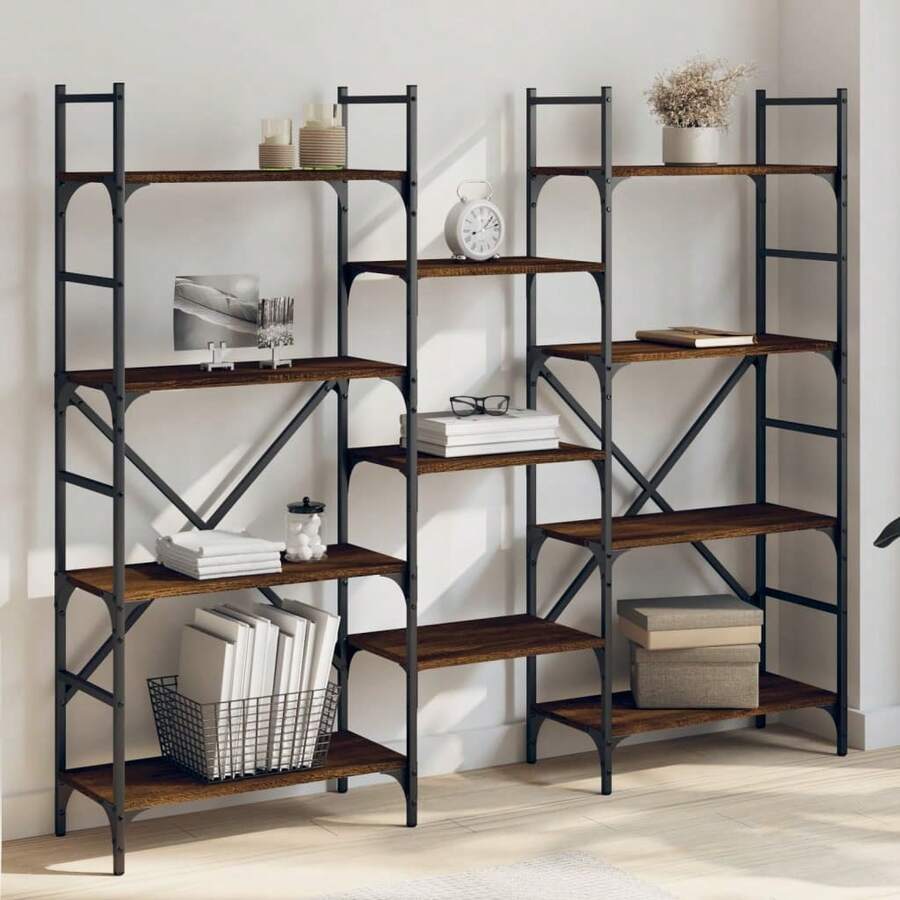 vidaXL Biblioteca chêne marrón 160x28,5x136,5 cm ingeniería de la madera - Marrón - Ver 1