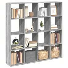 vidaXL Bibliothèque sonoma gris 137.5x29x137.5 cm wood engineering - Grigio - Visualizzare 4