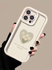 1pc Gradient Frame Dopamine Matte Tulip Pattern Phone Case Compatible With Apple 16/17 Pro Max, Full-Body Shockproof Protective Cover, Minimalist Design, Cute Cartoon Style, Perfectly Protects Your Phone, Compatible With Honor X7/Galaxy A56 5G/Infinix Smart 8/Infinix Hot 40/Transsion Spark 30C/Spark Go 2024/Redmi Note 14 5G/ Moto E22/E22i/OPPO A54 - White - View 1