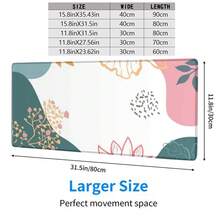 1pc Minimalist Floral Plant Illustration Mouse Pad, Soft Color Healing Fresh Style Large Desk Mat, Non-Slip Keyboard Pad For Office & Study - Rectangle - View 2