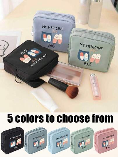 Multi Functional Multi-Color Medicine Storage Bag, Travel Portable Medical Bag, Makeup Bag, Sanitary Napkin Storage Bag, Portable Toiletries Bag, Lipstick Bag, Can Store Medicines And Emergency Supplies, Very Suitable For Organizing Pills, Ointments, Bandages, Etc.