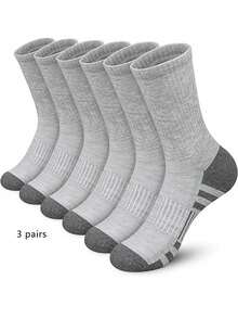 3双装男童撞色中筒袜，简约百搭舒适休闲袜，采用涤纶针织面料，适合10岁及以上儿童穿着。 - 彩色 - 查看 6