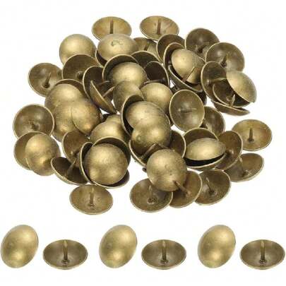 100 Pcs Upholstery Tacks 0.39" X 3/4" Head Dia Vintage Thumb Nails Pins Round Head Metal Push Tack Pin For DIY Furniture Sofa Chair Dr,39499544