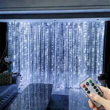 Luces de cortina de hadas con LED, luces decorativas interiores, alimentadas por USB, con control remoto, 8 modos de iluminación, adecuadas para el Día de San Valentín, Eid, Navidad, Día de la Madre, Pascua, dormitorio, fiesta, decoración de boda - guirnaldas de luces LED USB para cortinas - Ver 5