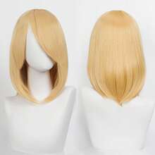 Karida 14-Inch Synthetic Fiber Cosplay Wig With Bangs, Layered Straight Hair, Unisex Cosplay Wig, High Density, Natural-Looking Cosplay Wig For Men And Women