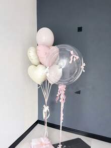 6/12 globos con forma de corazón de color rosa y blanco, globos de papel de aluminio con forma de corazón de color rosa claro y crema de 18 pulgadas para decoración de fiestas de cumpleaños, bodas, compromisos, aniversarios y San Valentín - Multicolor - Ver 5