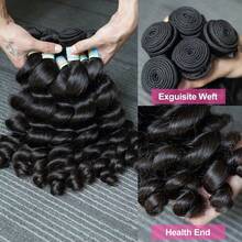 BINF 15A Loose Wave Raw Burmese Curly Bundles Human Hair Extensions Double Weft Remy Natural Black Wave Bundles Quick Weaving Tissage - Natural Black - 查看 7