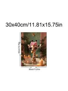 1幅异想天开的长颈鹿浴室艺术画，独特的浴缸墙面装饰，充满想象力的动物海报，可爱的丛林主题礼物，送给朋友的理想礼物，卧室艺术，客厅装饰，办公室装饰，浴室装饰，墙面艺术，墙面装饰，家居装饰，房间装饰，帆布墙画，海报，带框墙画，多种画框可选 - 彩色 - 查看 16