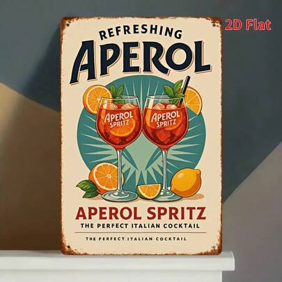 2D Flat Design, 2D Style 1pc 8x12 Inch Sign/Fresh Aperol Metal Sign/Metal Wall Decor/Retro Funny Decorative Plate, Suitable For Home Decor, Restaurant Decor, Bar Decor, Cafe Decor, Garage Decor, Wall Hanging, Perfectly Fits Room Decor Needs