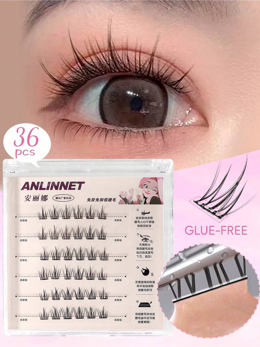 anlinnet 36 Clusters Of Glue Free Sunflower Mixed Eyelashes That Do Not Require Glue And Can Be Directly Applied As Fake Eyelashes. Natural Eyelashes Extend Makeup And Eyelashes Are Easy To Apply - C - Xem 1