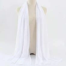 1pc Chiffon Muslim Headscarf, Solid Color Casual Scarf For Sun Protection And Beach, Random - Black - View 3