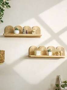 1 chiếc giá treo tường hình vòm bằng gỗ phong cách Bohemian, khung vòm cầu vồng bằng gỗ kiểu nhà nông thôn, giá treo cây cảnh mộc mạc, kệ sách treo tường đa năng, dễ lắp đặt, trang trí nhà cửa đa năng cho mọi mùa, quà tặng trang trí cầu vồng hiện đại phù hợp cho nhiều dịp - Áp dụng cho phòng ngủ, sách vở, phòng khách và tiền sảnh (Màu sắc và kiểu dáng ngẫu nhiên) - Màu be - Xem 2
