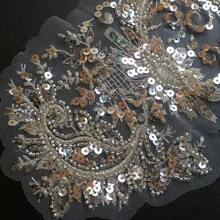 2pc/Pair Sequin Silver Flower Embroidery Lace Appliques For Wedding Dresses Rhinestone Applique Patches Embroidery Lace Parches Ropa… - Bạc - Xem 6