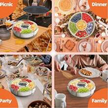 Rotatable Fruit Plate With Lid And Handle; Refrigerator Crisper Storage Box, Outdoor Camping Multi-Purpose Snack Plate, Large Cold Cut Meat, Vegetable And Fruit Plate For Tos, Parties And Travel Picnics - Nhiều màu - Xem 6