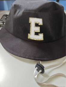 1顶婴儿/幼儿/儿童A-Z字母刺绣防晒渔夫帽，可调节男女通用户外休闲遮阳帽 - 黑色 - 查看 10