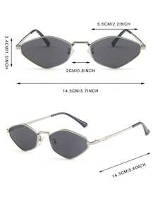 1 Damen Gold Polygonaler Metallrahmen Einfarbig Vintage Modisch Brillen - Silber - Übersicht 4