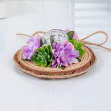 Wedding Ring Box, Elegant Artificial Flowers Tree Stump Portable Engagement Ring Box - Purple - View 5