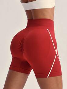 Loungeista 女士时尚高腰提臀收腹短裤 – 适合健身、瑜伽、户外活动和日常穿着 - 紅色 - 查看 7