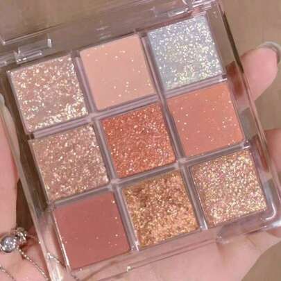  Paleta de sombras de ojos K'APEINE de 9 colores camaleónicos con brillo, set de sombras de ojos perladas holográficas, maquillaje de ojos vibrante y audaz, apto para looks diarios y de fiesta, cosmética de ojos de larga duración y resistente al agua