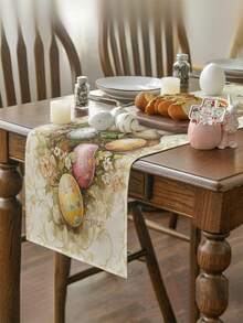 1pc Easter Home Decor, Rabbit, Easter Bunny, Easter Eggs, Happy Easter, Easter Decoration Set, Living Room Decor Set, Bedroom Decor Set, Dining Room Decor Set, Faux Linen Material, Multiple Sizes Available, Dining Table Decor, Fireplace Scarf, Placemats, Coasters, Home Accents - Multicolor - View 7