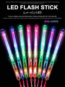 1 包 LED 闪光棒，带 RGB 灯和 7 种闪烁模式，适用于酒吧、婚礼、派对、音乐会、生日礼物、玩具和装饰等场合，可用作夜间活动的警示灯 - 节日配件、生日派对用品、婚礼用品、荧光派对用品、LED 发光玩具、霓虹派对礼物、嘉年华生日婚礼派对游戏礼物、返校节情人节礼物 - 彩色 - 查看 2