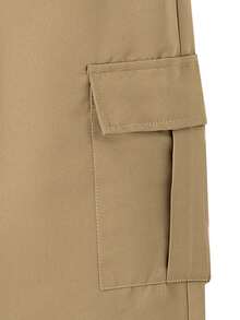 Men's Loose Fit Cargo Pants With Pockets And Drawstring Waist, Solid Color Straight Leg Casual Trousers, Suitable For Outdoor, Great Gift For Husband Or Boyfriend Spring - 卡其色 - 查看 3