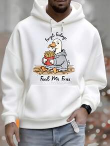 Sudadera con capucha para hombres, pato comiendo papas fritas, olvídate de sentimientos, alimentame con papas fritas, sudadera con estampado, ropa casual de otoño e invierno para el día a día y moda deportiva, regalo - Blanco - Ver 6