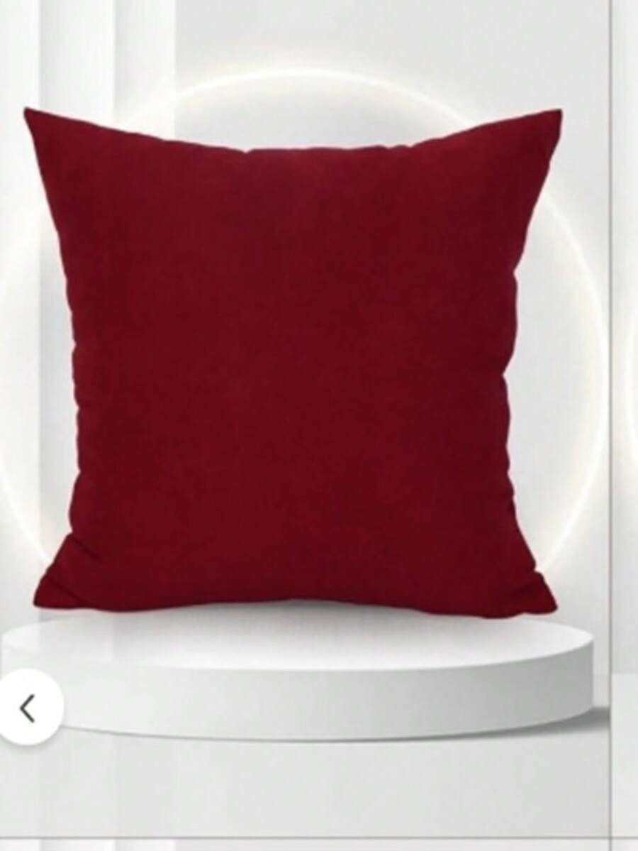 1 Piece Plain Solid Suede Honeycomb Textured Throw Pillow Cover, 45*45 Cm IN DER TURKEI - Red - View 1