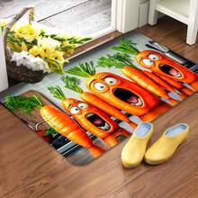 1pc 2D Flat Flannel Cute Screaming Carrot Design Doormat - Soft Flannel, Non-Slip, Machine Washable Polyester Mat For Kitchen, Laundry Room, Bathroom, And Hallway Decor, Laundry Room Mat |   Playful Design |   Durable Floor Covering, Washable Area Mat - Multicolor - View 5