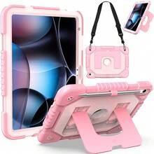 1pc Tablet Case With Stand & Shoulder Strap, Compatible With IPad 10th 10.9 (2022)/IPad 11th (A16) 11", Tab A9 Plus 11", Galaxy Tab A11PLUS, Fashionable Tablet Cover With Pen Slot, Available In Light Pink, Fuchsia, Black, Navy Blue/Black, Red/Black - Multicolor - View 2