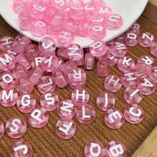 Yiwu Qiyou Accessories Co., LTD 7毫米 500颗/250颗 透明粉色字母，情人节配色，适用于项链、手链、珠宝、珠子及珠子组合
