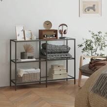 39.4 Inch Console Table, 3-Tier Modern Sofa Table For Hallway, Living Room Bedroom, Black - Black - View 7