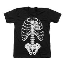 Skeleton Funny Gothic Halloween Party T-Shirt Summer Men's O-Neck Short Sleeve Tops Cotton Sportswear Casual Fashion Sweatshirt - Grey - View 3