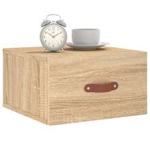 vidaXL Mesa cabeceira mural chêne sonoma 35x35x20 cm - Castanho - Ver 3