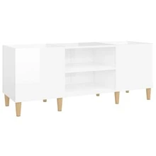 vidaXL Armadio a dischi bianco brillante 121x38x48 cm in legno metalmeccanico - Bianco - Visualizzare 2