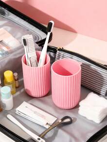 1pc Travel Toothbrush Cup, Portable Toothbrush Cup Holder, Plastic Toothbrush Travel Case, Multi-Functional, Can Hold Toothbrush And Toothpaste - Multicolor - View 10